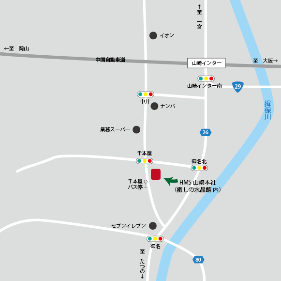 HMS山崎本社地図